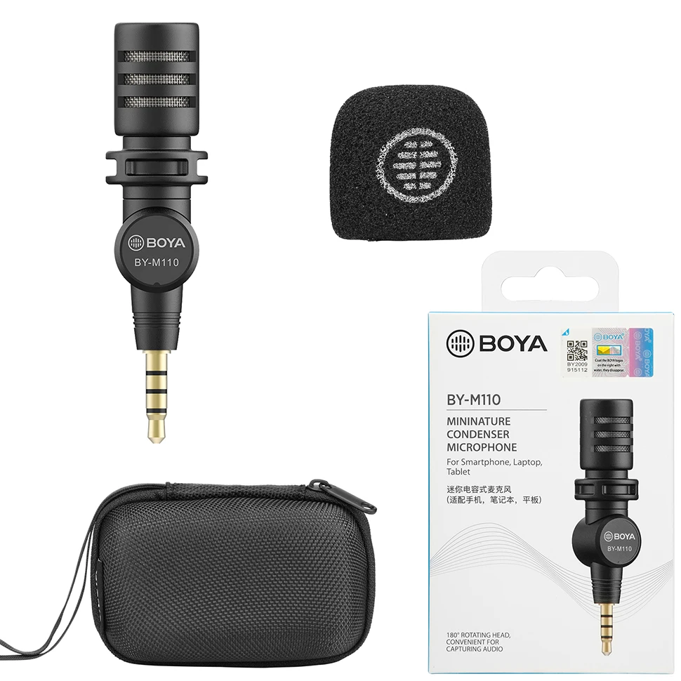 BOYA BY-M100 Wireless Microphone Lavalier Portable Audio Video Recording Mini Mic for iPhon Android Live Game Smart Phone Camera