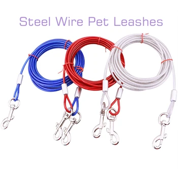 

1pcs 3M/5M/10M Steel Wire Pet Dog Leashes Anti-Bite Tie Out Cable Outdoor Lead Belt Dog Double Leash For Small Large Pet Cat Dog