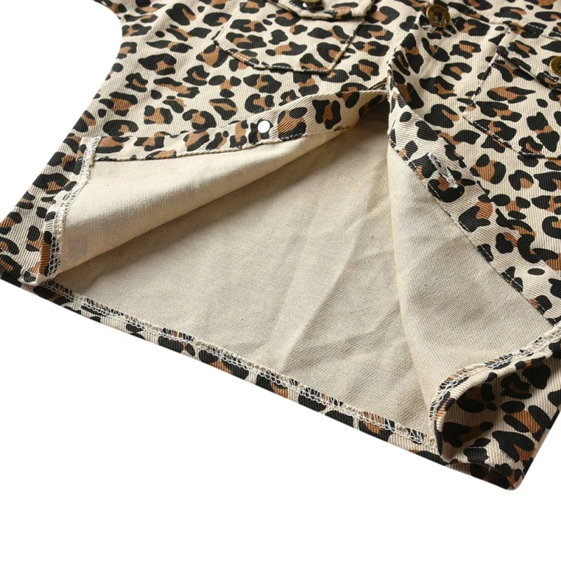 Осенняя рубашка для маленьких мальчиков, повседневная детская куртка с длинными рукавами и леопардовым принтом, топы для мальчиков