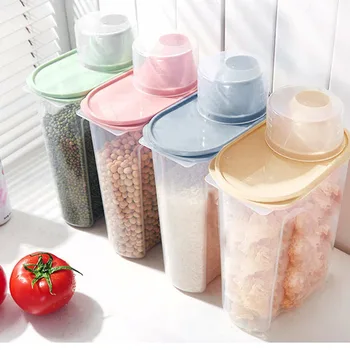 

4pcs Large Capacity Airtight Dry Food Container Durable Cereal Storage Box 2.5L Food-safe And Hygienic