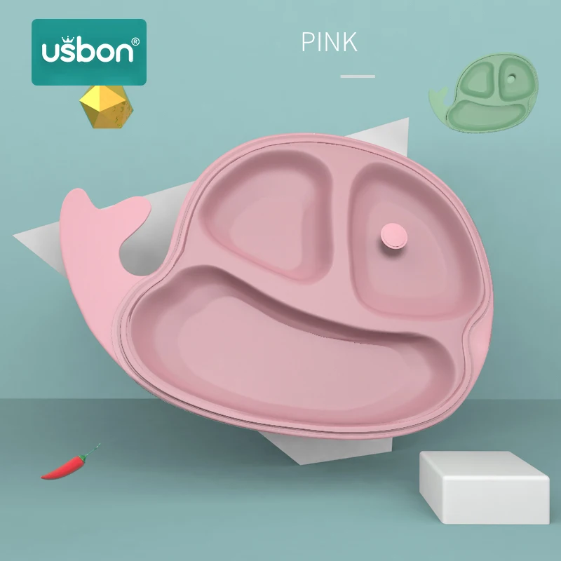 Usbon миска для кормления детей мультяшная посуда с крышкой Детские тарелки Посуда для еды посуда анти-горячий тренировочный ужин тарелка