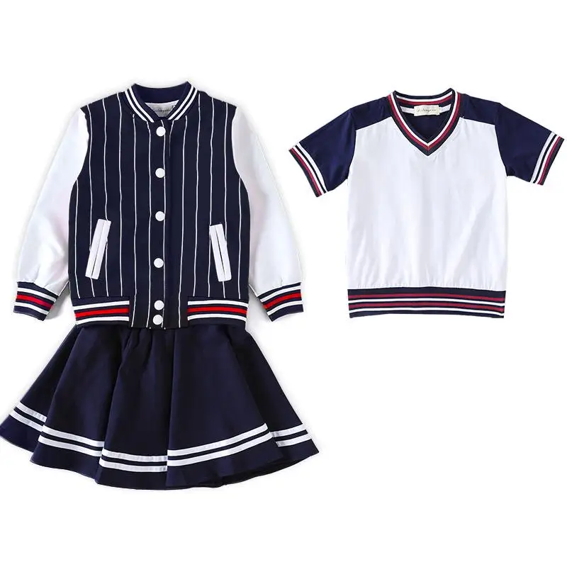 Navy 3pcs Униформа для спортивных встреч; комплекты одежды для учеников; костюмы для детского сада; Спортивный костюм для мамы, папы, сына и дочки; одинаковые комплекты для семьи - Цвет: Navy 3pcs