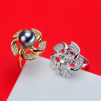 

Simple Big Pearl Rings Settings Women DIY Pearl Rings Holder S925 Sterling Silver Pearl Jewelry Findings