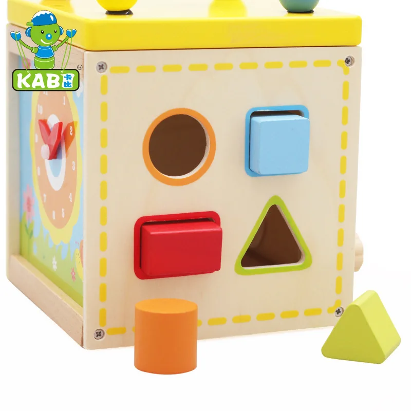 

New Style Multi-functional Toy Box Five in One Mini Bead-stringing Toy Treasure Chest Wooden Quality Children'S Educational Toy