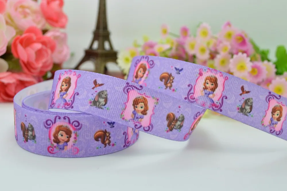 7/" 22 мм принцесса мультфильм печатных корсажная лента hai rbow DIY ручной работы оптом OEM 50YD