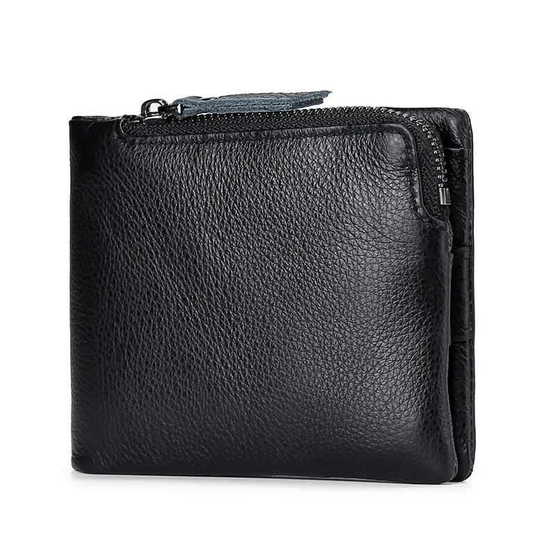 

Fashion Creative-RFID Antimagnetic Leather Wallet for Man Short Full-grain Leather Business Zipper Coin Purse