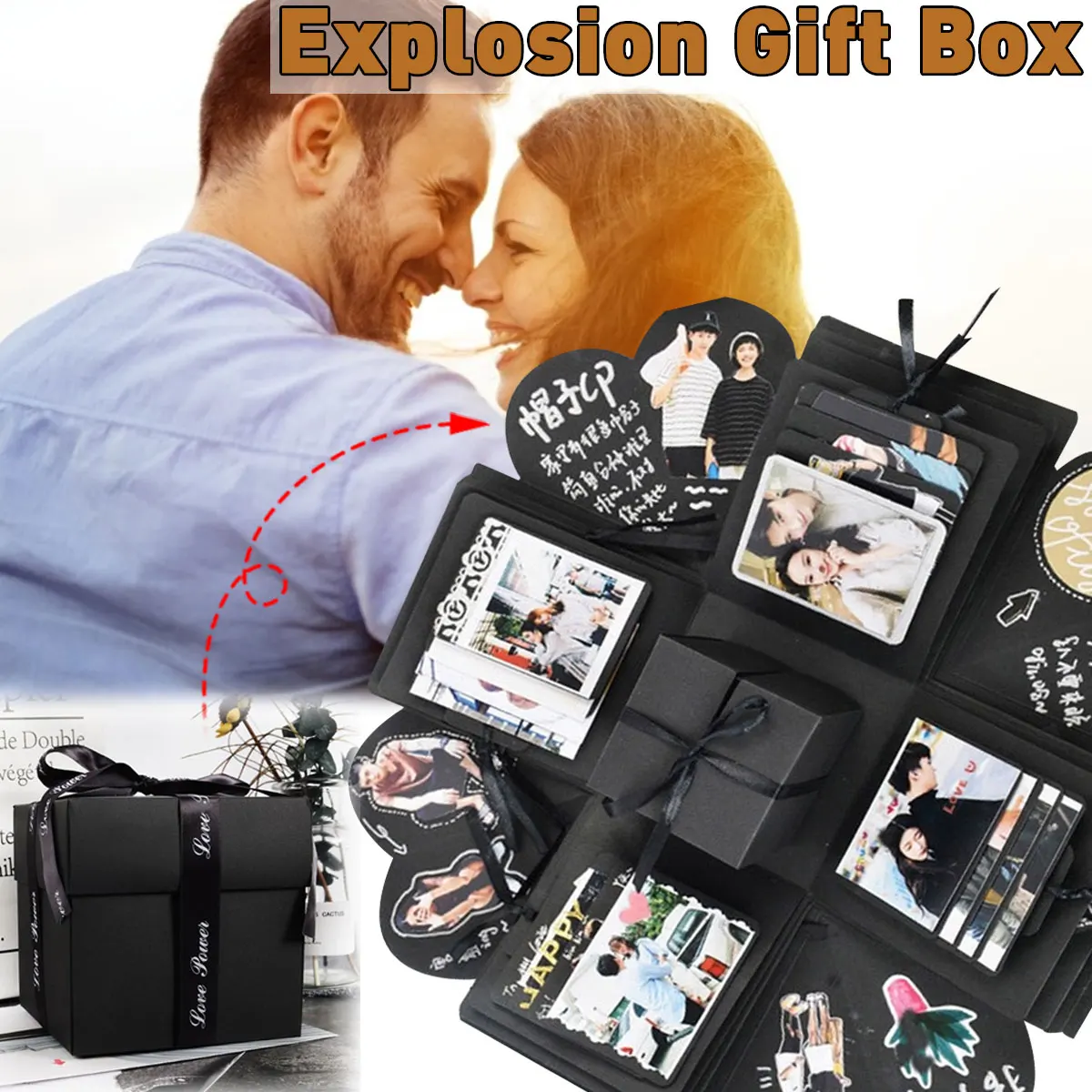 Ручной работы взрыв фотоальбом бомба коробка DIY скрапбук шестиугольная любовь Примечание взрывающаяся Коробка фестиваль Свадьба День рождения сюрприз подарок