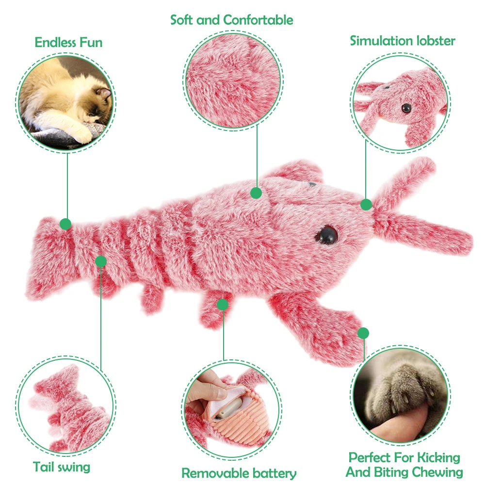 Electric Jumping Shrimp, Moving Cat Kicker Simulation Lobster Toy for Pet  Children's Toy Plush Interactive Cat Dog Toys, Realistic Plush Shrimp  Catnip with USB Charge 