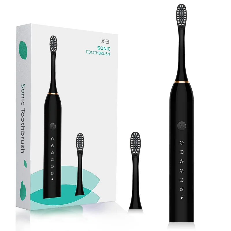 

Sonic Electric Toothbrush Adult Timer Brush 6 Mode USB Charger Rechargeable toothbrush electric Replacement Heads Set