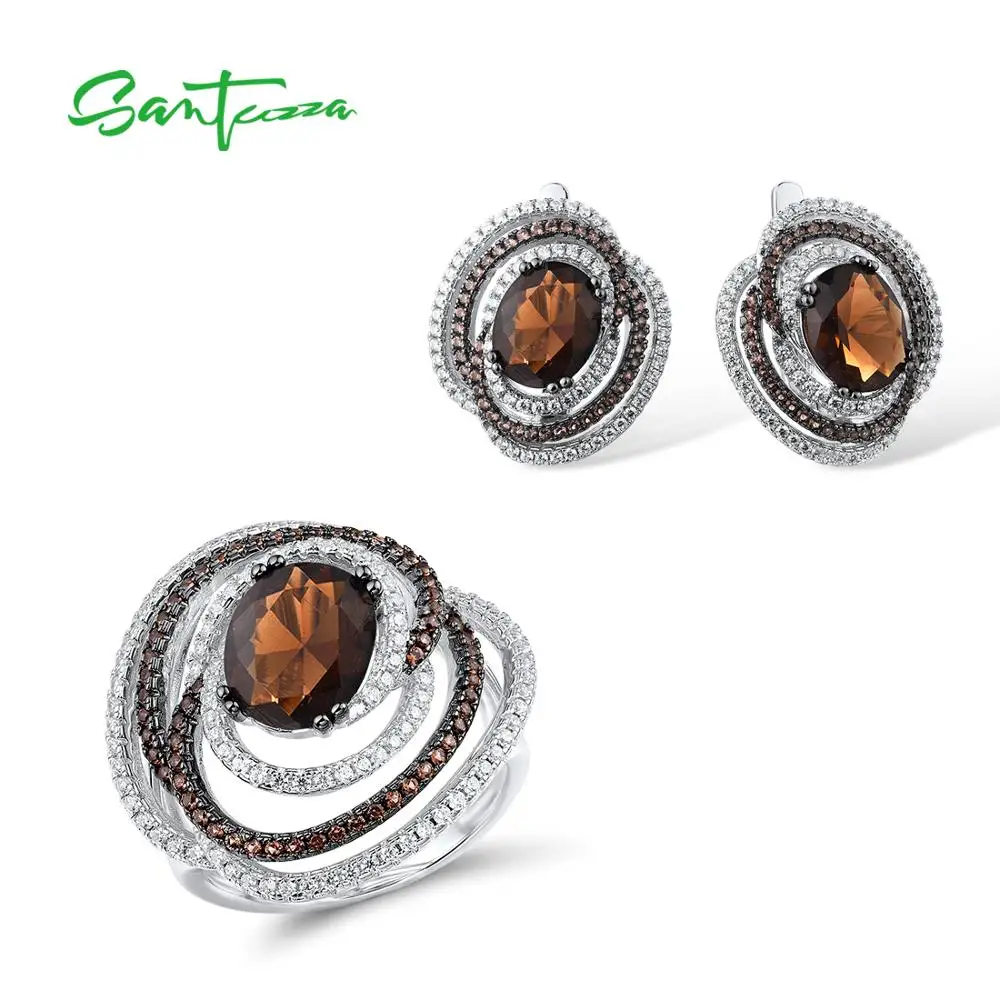 Jewelry Sets Silver 925 Brown Santuzza Jewelry Set Women 925