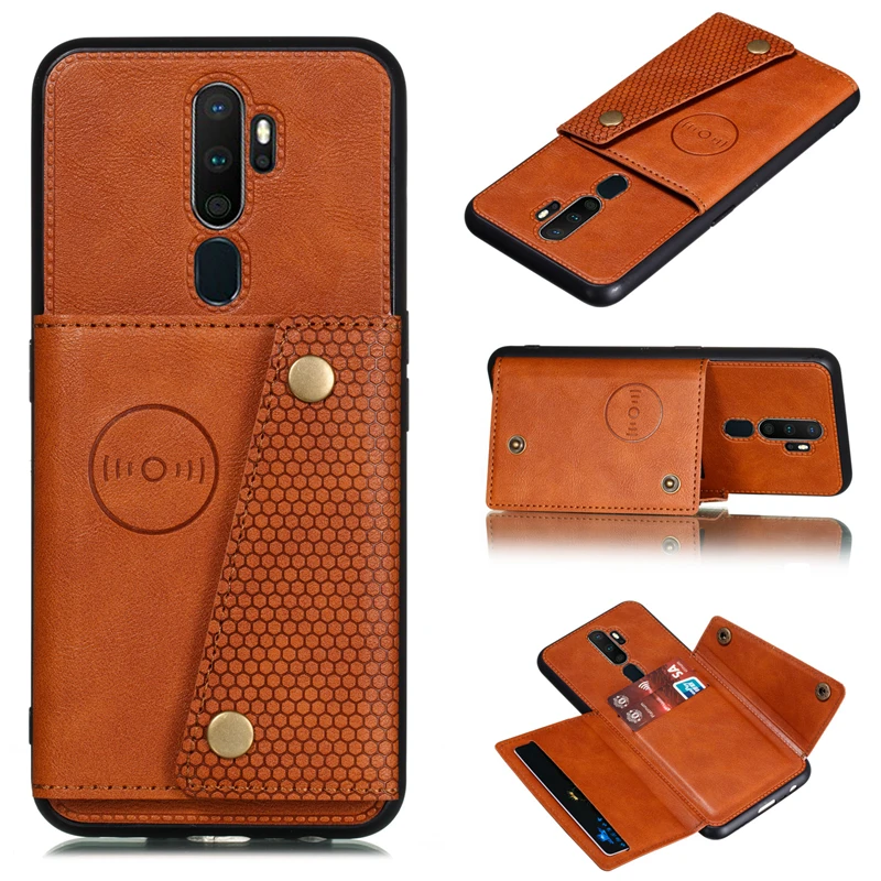 

Wallet PU Leather Stand Silicone Phone Case For OPPO A9 2020 Card Slot Flip Magnetic Car Holder Cover For OPPO A5 2020 Fundas