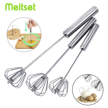 

Semi-automatic Egg Beater Stainless Steel Whisk Self Turning Hand Blender for Egg Cream Coffee Milk Stirring Kitchen Gadget
