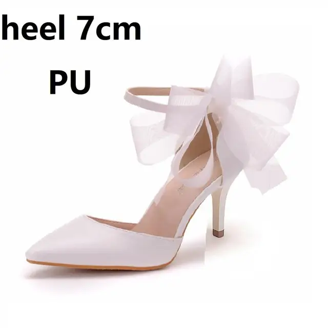Crystal Queen Woman Satin Stiletto Elegant Ankle Strap Party Bow-knot ...
