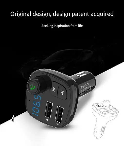 100 шт Автомобильный fm-передатчик беспроводной Bluetooth MP3 аудио музыкальный плеер Bluetooth автомобильный комплект громкой связи BT12