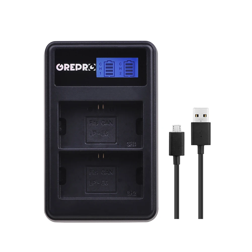 GREPRO LP-E6 LP-E6N LP E6 LPE6 батарея AKKU+ lcd USB двойное зарядное устройство для EOS 5D Mark II 2 III 3 6D 7D 60D 60Da 70D 80D DSLR EOS 5DS