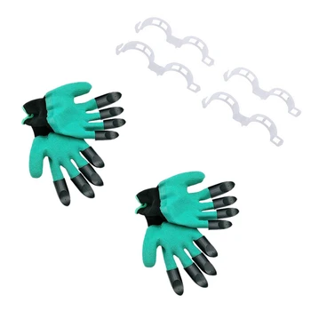 

100Pcs Tomato Garden Plant Support Clips Garden Ornaments & 4 Pairs Gardening Gloves