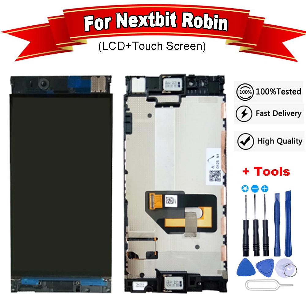 5," черный для Nextbit Robin ЖК-дисплей+ Сенсорная панель экрана для замены сменный модуль экрана Запчасти+ Бесплатные инструменты