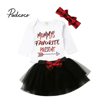 

Baby Girls Clothing Autumn 2Pcs Christmas Outfit Kids Clothes Toddel Bodysuit + Mesh Lace Skirt For Infant Girls Clothes Sets