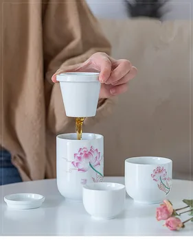 

Portable One Pot Two Cups Simple Teapot Cup Ceramic Travel Kung Fu Tea Set Japanese Style Teapot Car Portable Cup