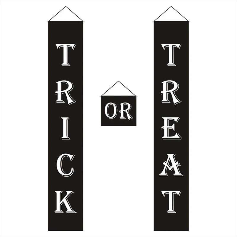 

Halloween Trick or Treat Banner for Front Door Decoration Waterproof Welcome Sign Banner