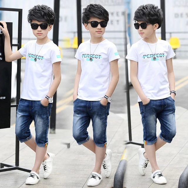 Summer Sports Outfits Kids Boys Clothes Children Short Sleeve Shirt Shorts  Sets