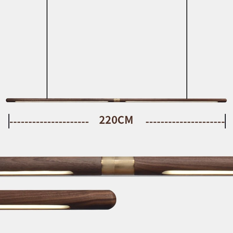 black walnut 220cm Скандинавская гостиная столовая, дерево подвесной светильник s черный орех минималистичный длинная полоса светодиодный подвесной светильник домашний Декор Светильник - Цвет корпуса: black walnut 220cm