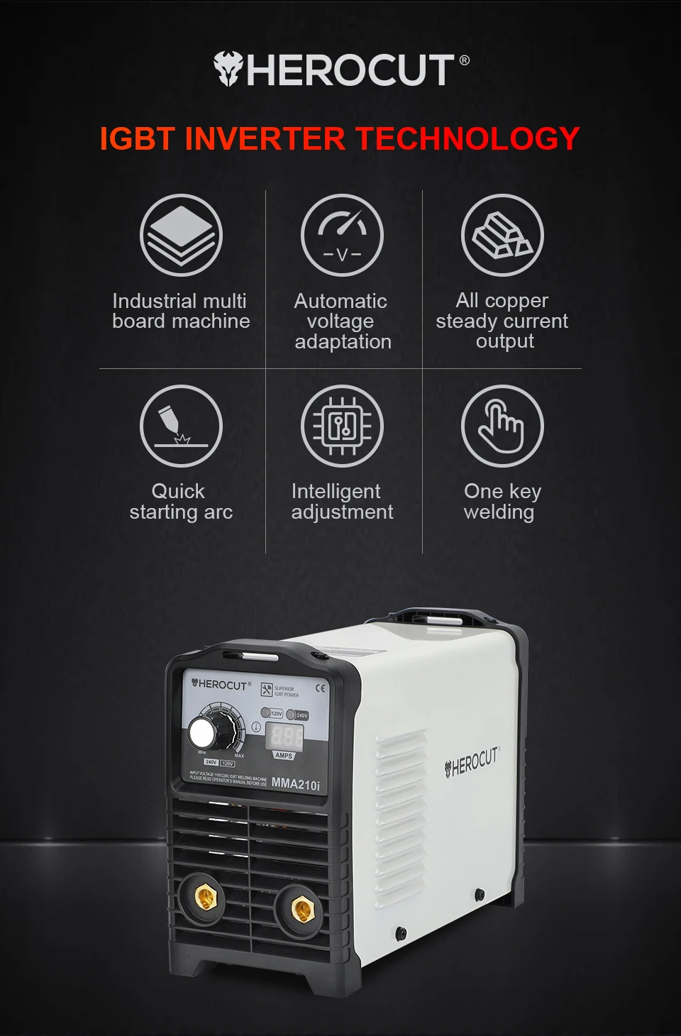 Herocut MMA210i с изолированным затвором(IGBT) 120 V/240 V MMA дуговой сварки под флюсом сварочный аппарат легко сварки электродом 2,5 3,2 4,0 для дуговой сварки под флюсом