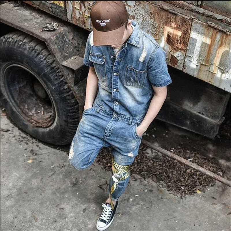 

M-3XL!!! Denim jumpsuits personality Han edition jumpsuits tide of cultivate one's morality Nine minutes of pants suspend
