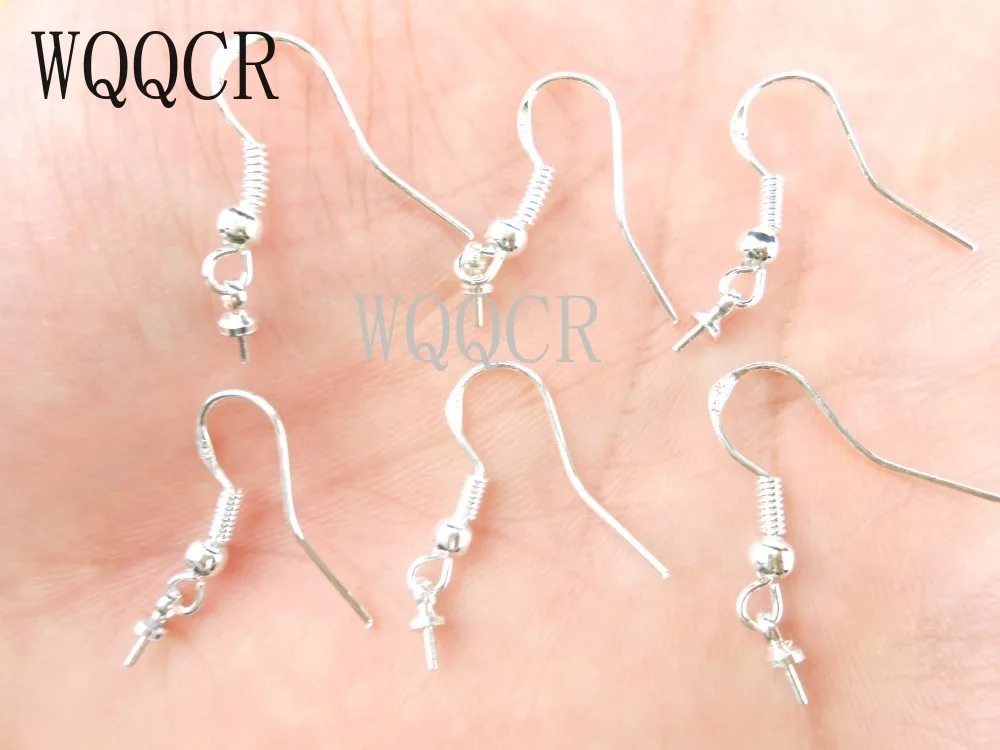 

Free Shipping Wholesale 100X Beads 925 Bright Silver Jewelry Findings Pinch Bail Soft 925 Stamped silver Hook Earring Earwire