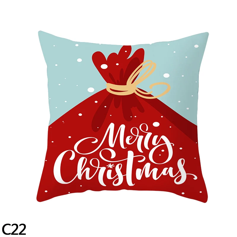 45*45 см веселая Рождественская наволочка для подушки чехол мультфильм Санта Клаус Снеговик Рождественская елка Рождественские чехлы на декоративные подушки наволочка - Цвет: C22