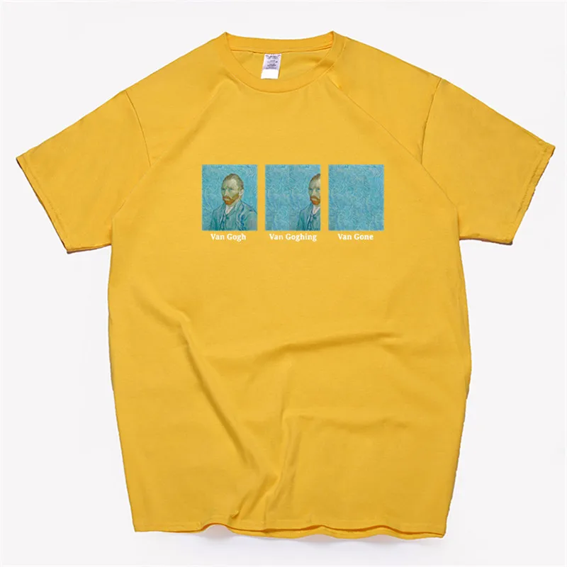 Van Gogh Van Goghing Van Gone Meme забавная футболка унисекс хипстеры милый Печатный Тройник женский хлопок размера плюс Harajuku Графические тройники - Цвет: T119W-yellow