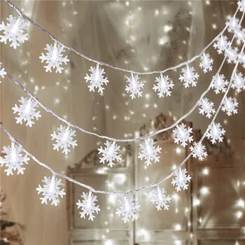 

Christmas Lights Snowflake String Lights 6/10M Fairy Lights Battery Operated Waterproof for Xmas Tree Bedroom Party Indoor Decor