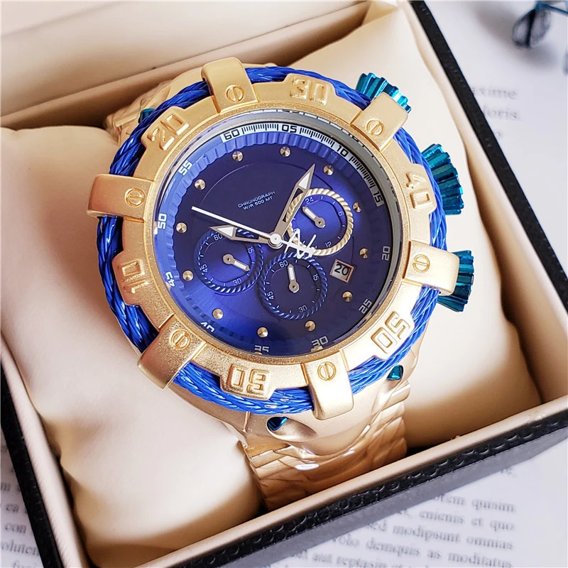

Fully Functional Luxury Brand Design Mens Golden Watches Quartz Watches Men For Male Gold Wristwatches Relogio Dourado Masculino