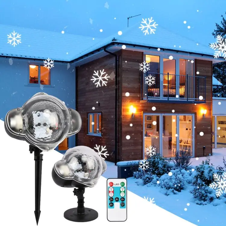 

Waterproof Snowflake Projection Lamp Snowfall Outdoor LED Light Display Projector Show Rotating Event Party Garden Decorations