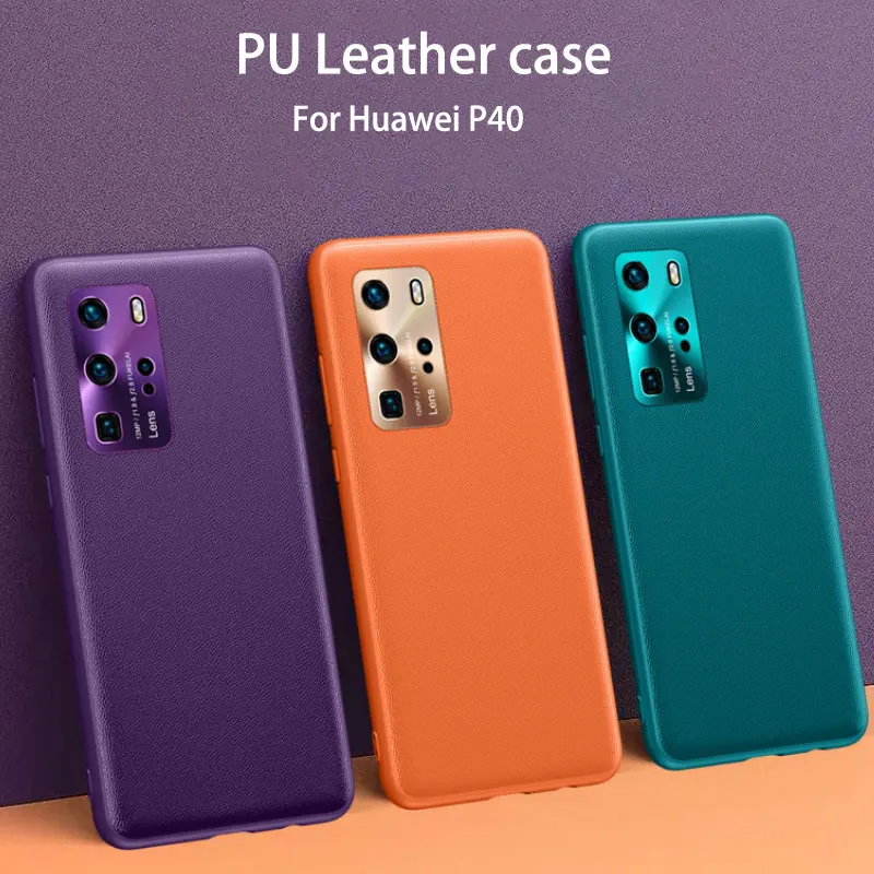 Тонкий чехол для телефона huawei p40 задняя крышка из искусственной кожи p40pro новый