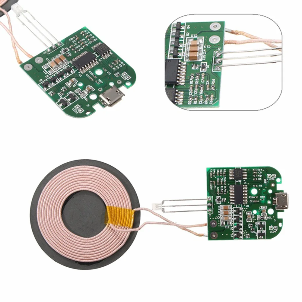 

Wireless Charging DIY Universal Qi Standard For Smartphone Coil Micro USB Port DC5V PCBA Circuit Board Durable High-efficient