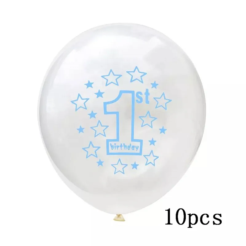 KUKUZHU 1-й День рождения воздушные шары из фольги в виде цифр баннер первый ребенок мальчик девочка вечерние украшения мой 1 год поставки - Цвет: Blue 10pcs 1