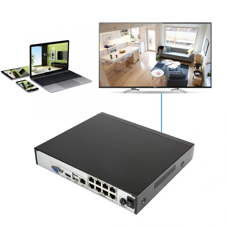 8CH POE NVR сеть 5MP H.265 Удаленный просмотр HDMI видео рекордер для Onvif 100-240 В Удаленный просмотр видео рекордер
