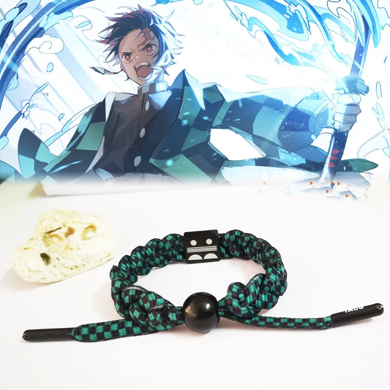 

Anime Demon Slayer Cosplay Kamado Tanjirou Bracelet Hand-woven Anime Bracelet Couple Accessories Holiday Gifts