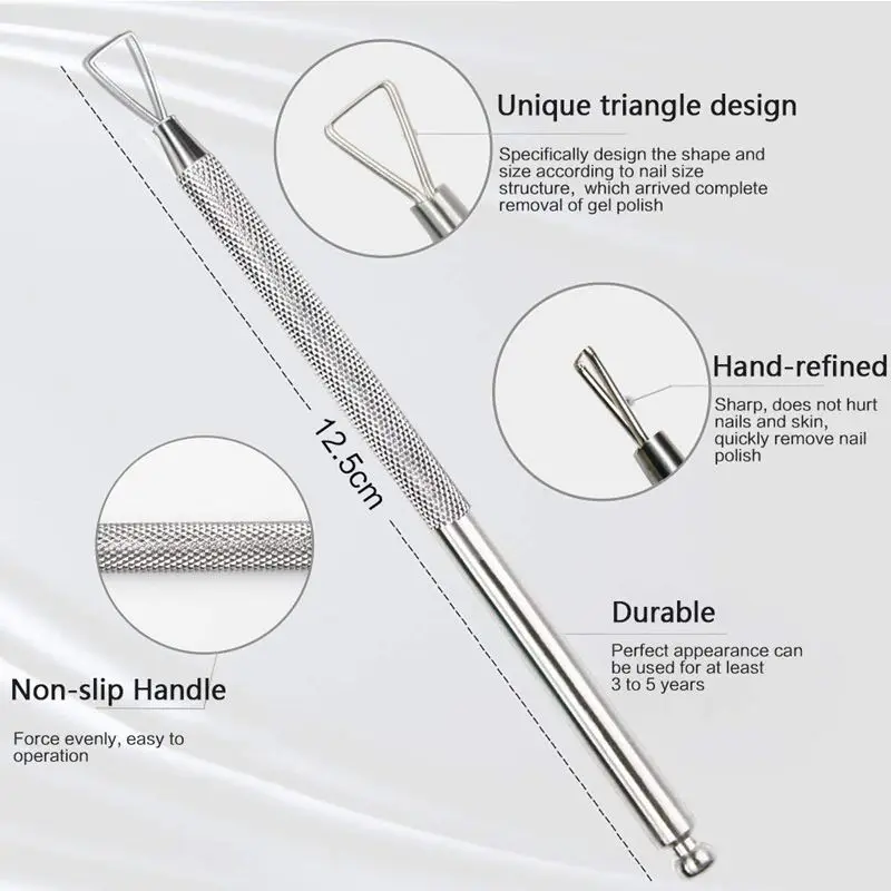 Cuticle Pusher Stainless Steel Triangle-ShapeCuticle Peeler Scraper Remove Gel Nail Polish Nail Art Remover Tool