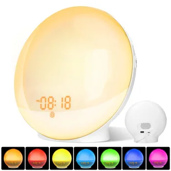 

Wake Up Light Alarm Clock Digital Snooze Nature Night Lamp Table Clock Sunrise Colorful Light With Fm Radios Horloge
