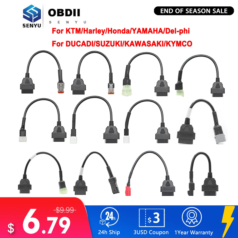 Удлинительный кабель OBD для мотоцикла KTM OBD2 YAMAHA/HONDA/SUZUKI DUCADI/KAWASAKI Moto Harley | Автомобили