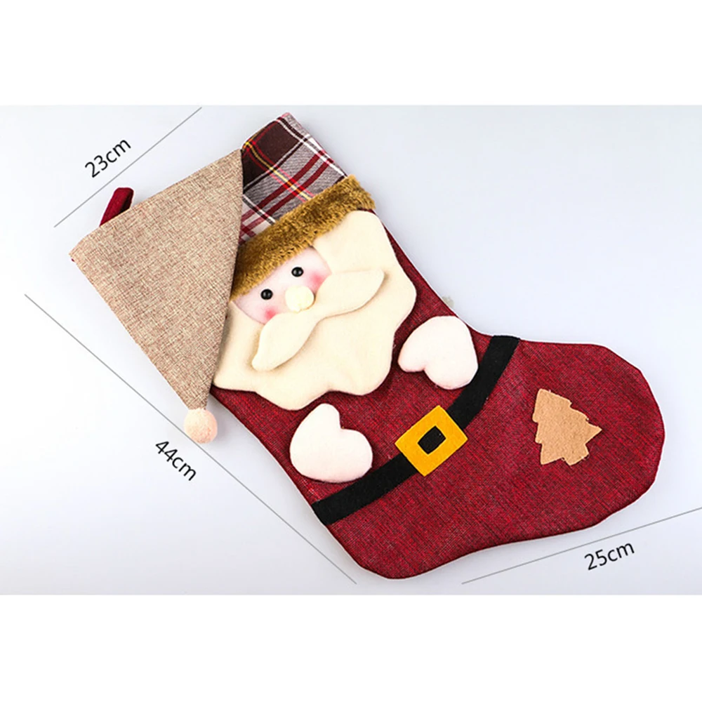 

Hot sale Christmas Embroidered Christmas Stocking Gift Candy Hanging Bag Santa Claus Snowman Hotel Home gift bag Decoration