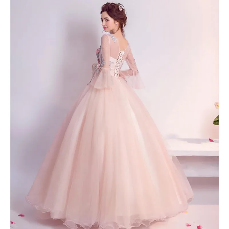 Vestidos Quinceanera 15 Anos бальные Платья пышные платья новое платье для выпускного вечера с аппликацией для вечерние платья с v-образным вырезом Vestido 0025