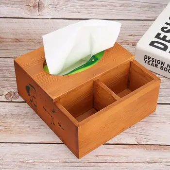 

Tissue Box Desktop Wooden Tissue Storage Organizer Wipes Paper Box Tissue Box Holder for Home Hotel Restaurant Bathroom