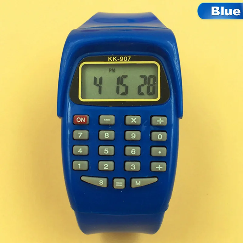 Светодиодный часы-калькулятор электронные цифровые часы с хронографом компьютерные детские спортивные резиновые наручные часы для мальчиков и девочек - Цвет: BL