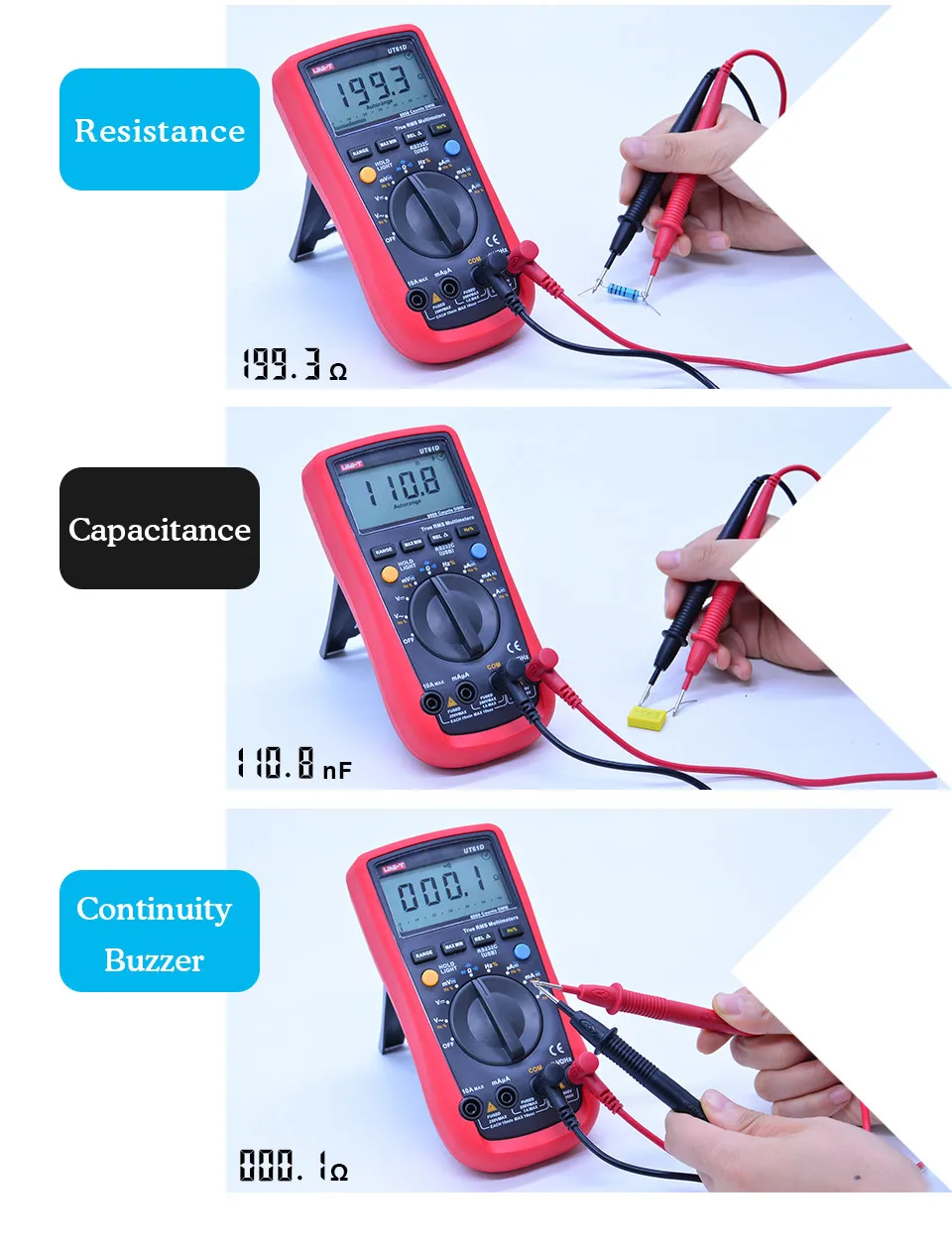 Цифровой мультиметр UNI-T UT61D AC/DC Напряжение Ток Ом метр Емкость Сопротивление Частота Диод тестер RS232 Подключение к ПК