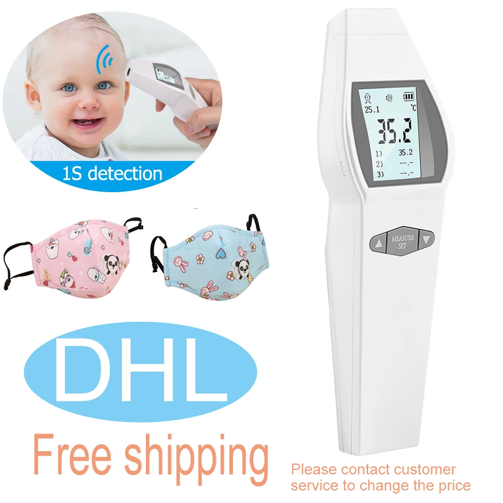 

Portable Non-contact LCD Body Thermometer Temperature With PM2.5 Anti dust Kids Adult KN95 N95 Face masks Family health Care
