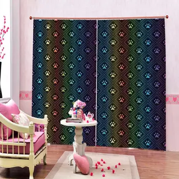 

photo Blackout Window Drapes Luxury 3D Curtains For Living room foot print curtains Decoration curtains