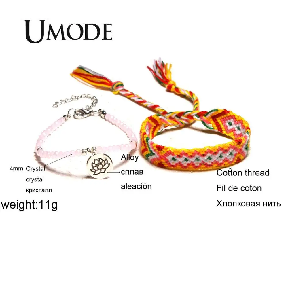 Браслеты UMODE Cutton с кристаллами, браслеты с бусинами, резьба по дереву лотоса Vsco, женские браслеты Bralcets для женщин, богемные модные ювелирные изделия PA0038